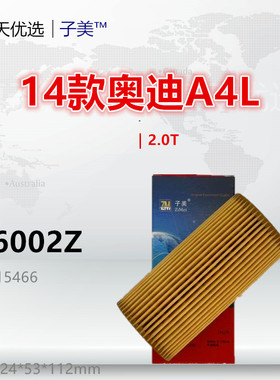 W6002Z适配奥迪15款A4L A3 A5 A7 Q3 Q5 Q7 A6L A8L 2.0T机油滤芯