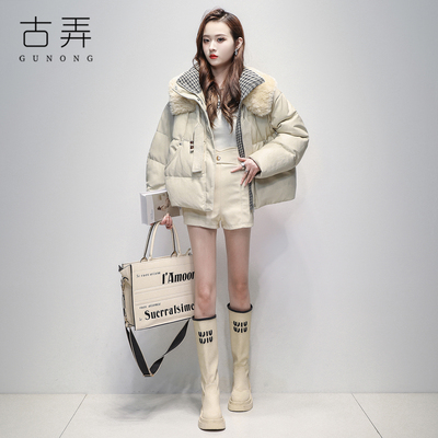 复古皮面短款时尚洋气加厚羽绒服