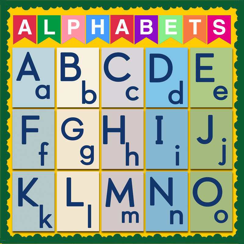 幼儿英语alphabets字母认知启蒙学校环创装饰挂画