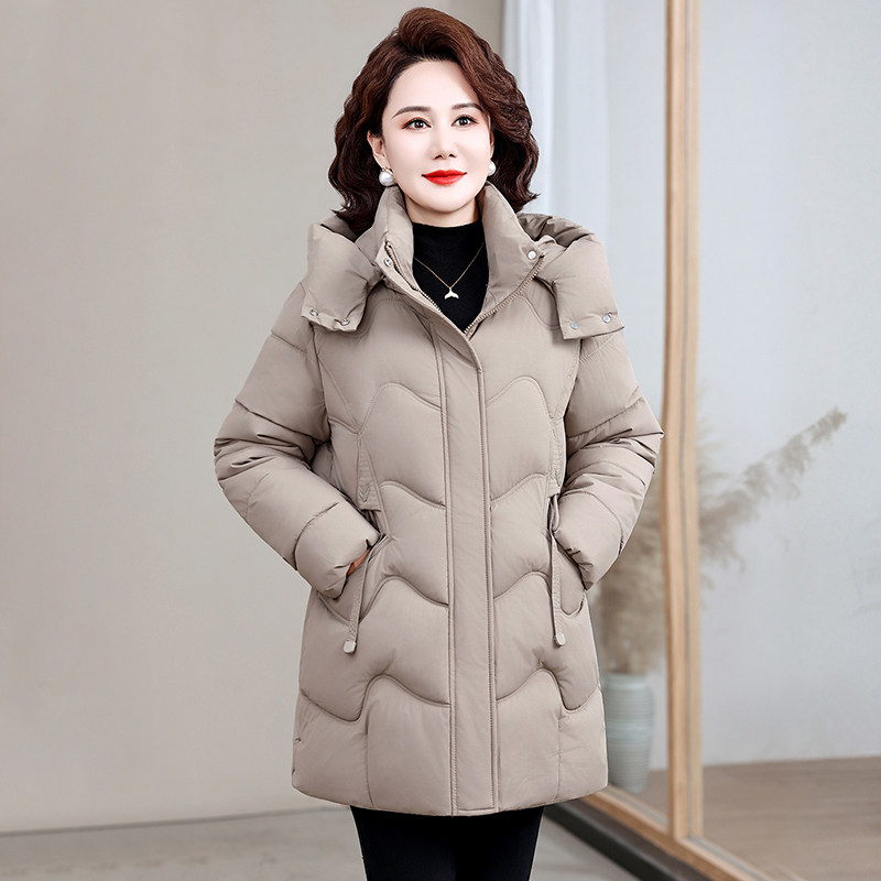 冬季加厚保暖可脱帽妈妈装棉服