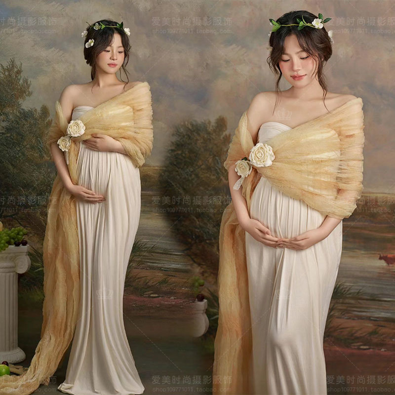 24 사진 스튜디오 테마 임산부 사진 의류 새로운 프랑스 복고풍 유화 그리스 여신 판타지 튜브 탑 스커트 의류