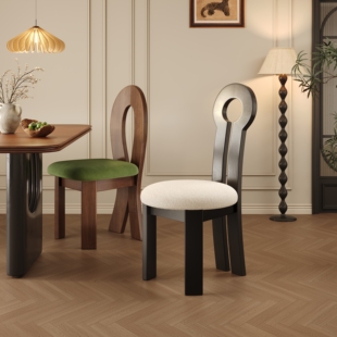 中古钥匙椅家用设计师民宿高靠背餐椅轻奢椅法式 复古餐厅实木椅子