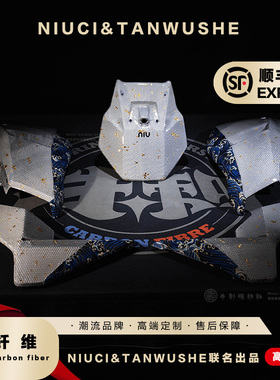 小牛FXT原厂外壳改装白蜂窝金箔+蓝色海浪拼接碳纤维外壳
