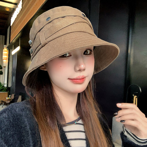 复古金属扣带渔夫帽女款2026新款