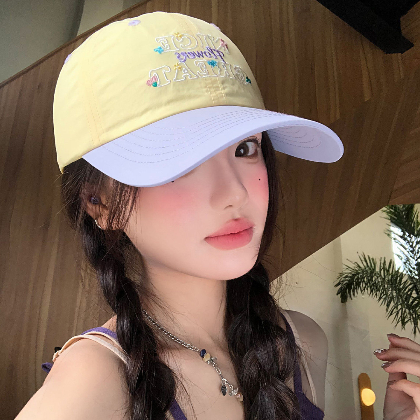 速干刺绣拼色棒球帽女夏薄款防晒图片