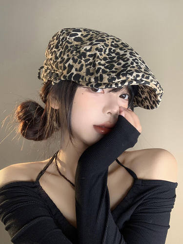 美式复古辣妹豹纹前进帽女夏薄款