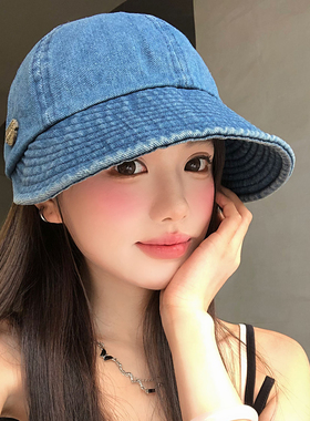 复古牛仔渔夫帽防晒防紫外线大帽