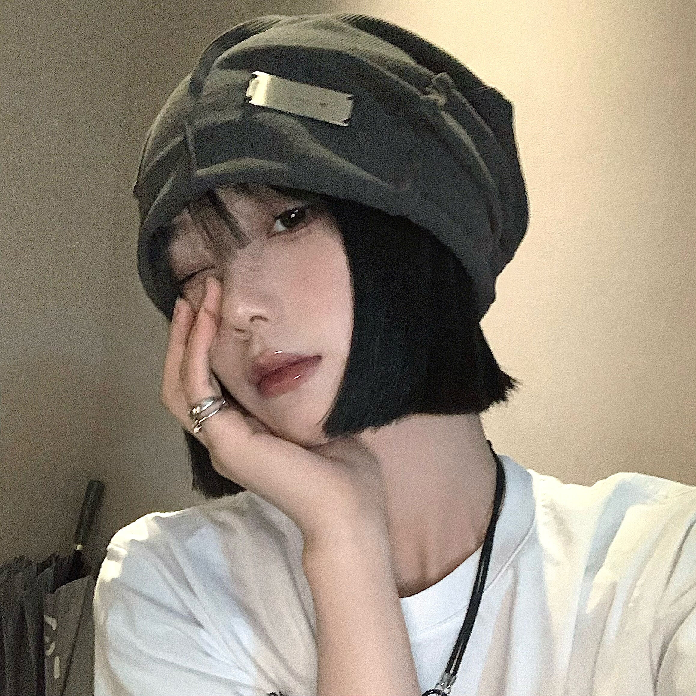 堆堆帽女秋冬季日系显脸小包头冷帽韩版网红百搭大头围灰色帽子潮