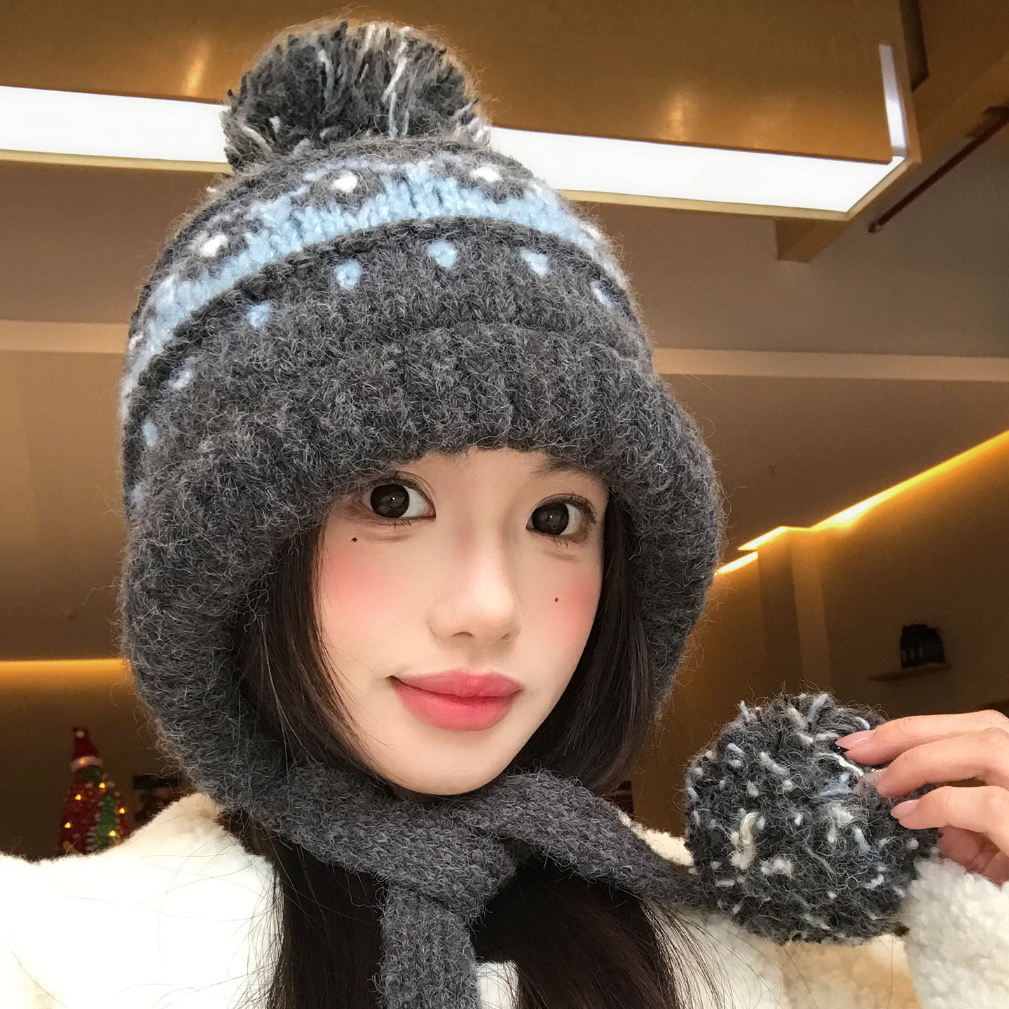 费尔岛毛球复古针织包头帽子女2026新款冬季加厚保暖护耳帽毛线帽,服饰配件/皮带/帽子/围巾,帽子,淘宝优惠券,粉丝福利购,淘宝优惠卷