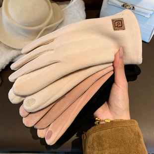 加厚毛绒骑行手套女冬季 保暖防寒加绒分指可触屏户外防风 2025新款