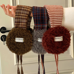 韩系ins风复古系带针织耳罩女2025新款冬季耳暖防寒护耳保暖耳包