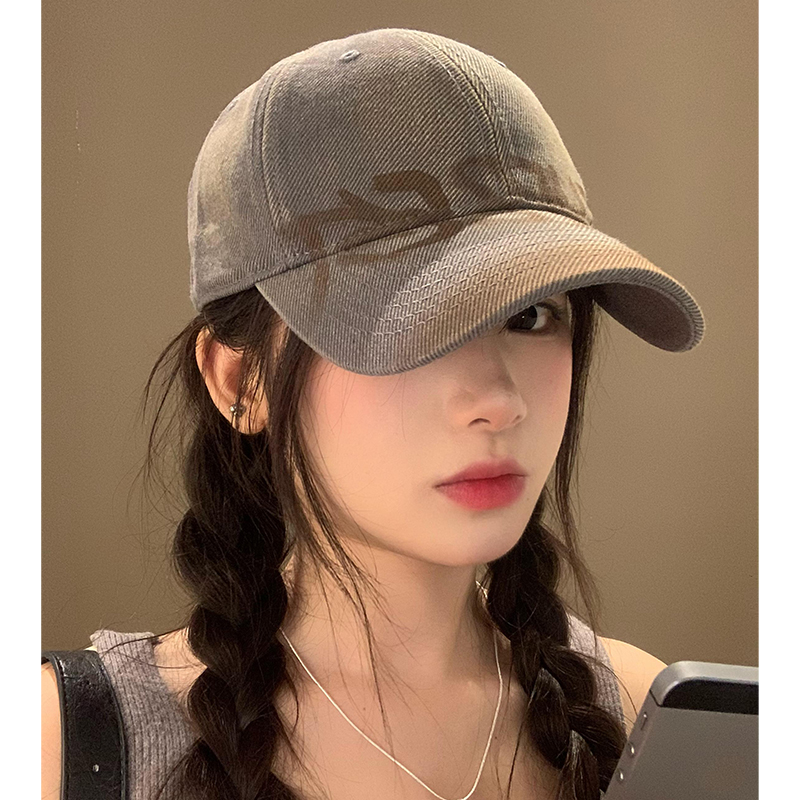 美式复古字母灰色棒球帽女大头围