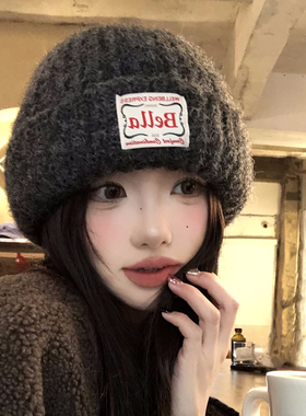新款韩版灰色针织毛线帽女冬大头围加厚保暖防寒冷帽护耳包头帽子