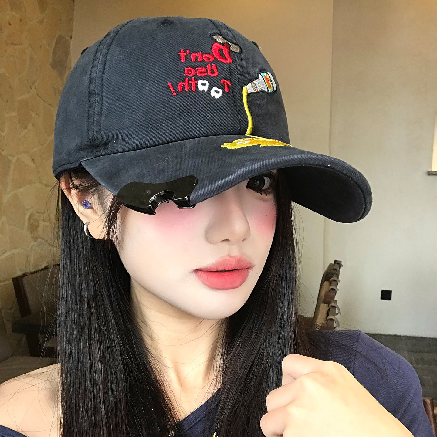 小众潮酷开瓶器字母刺绣棒球帽女2026春季新款大头围深顶鸭舌帽子