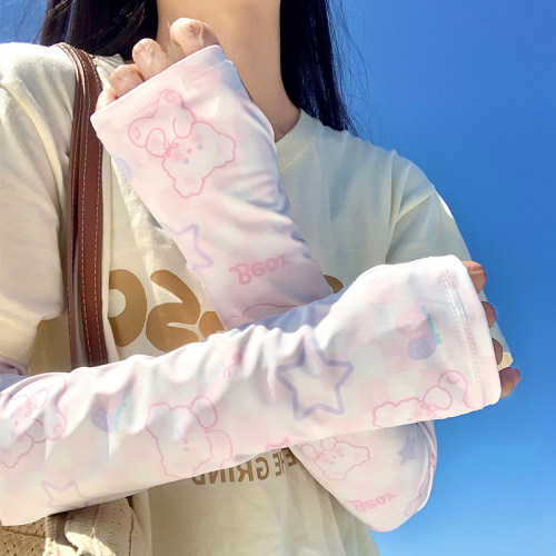 可爱卡通小熊星星防晒袖套女夏季