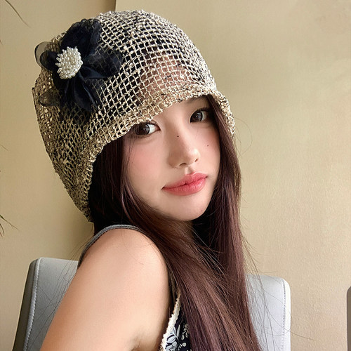 小众设计感花朵镂空堆堆帽女夏季