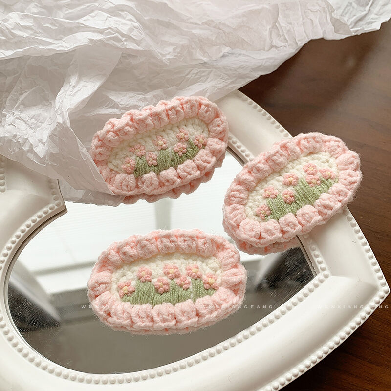 奶呼呼的~郁金香花朵发夹