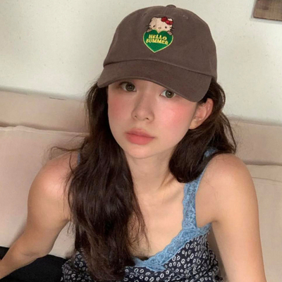 fever同款kitty猫爱心刺绣棒球帽