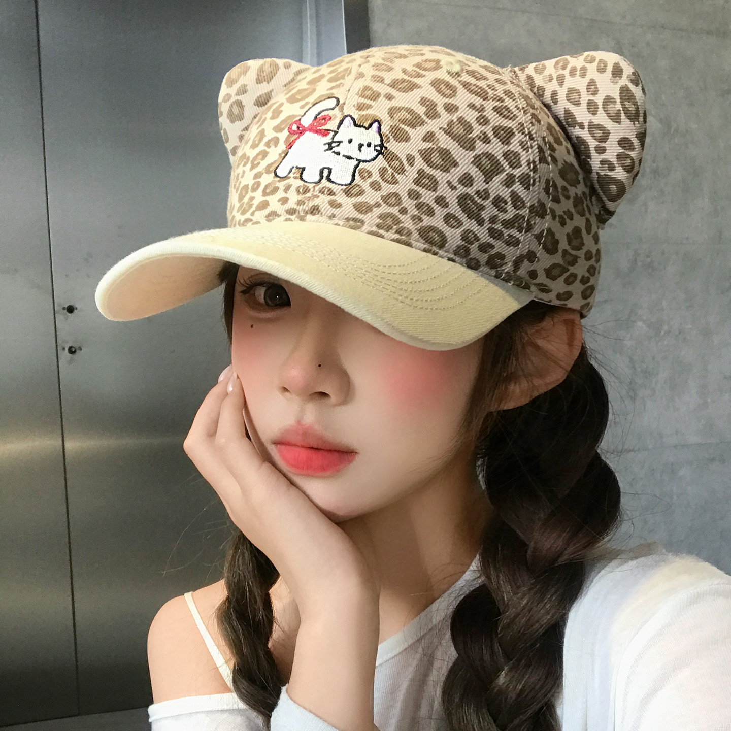 可爱甜酷豹纹猫咪耳朵棒球帽女生大头围大脸显脸小宽帽檐鸭舌帽子,服饰配件/皮带/帽子/围巾,帽子,淘宝优惠券,粉丝福利购,淘宝优惠卷