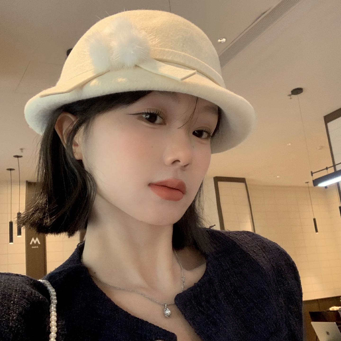 法式优雅蝴蝶结礼帽女秋冬赫本风