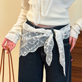 装 子时尚 饰短裙半身裙 提花白色蕾丝网纱屁帘女高级感叠穿配裤 韩版