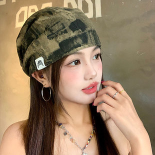 透气包头帽显脸小千禧辣妹冷帽 薄款 美式 街头小众做旧堆堆帽女夏季