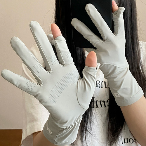 防晒手套女防紫外线夏季薄款露指
