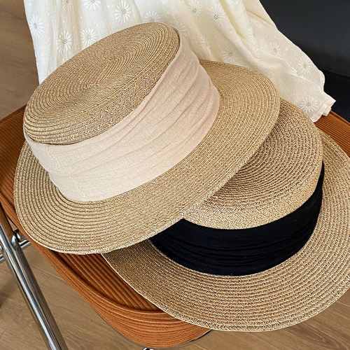 法式复古平顶草帽女夏季2025新款