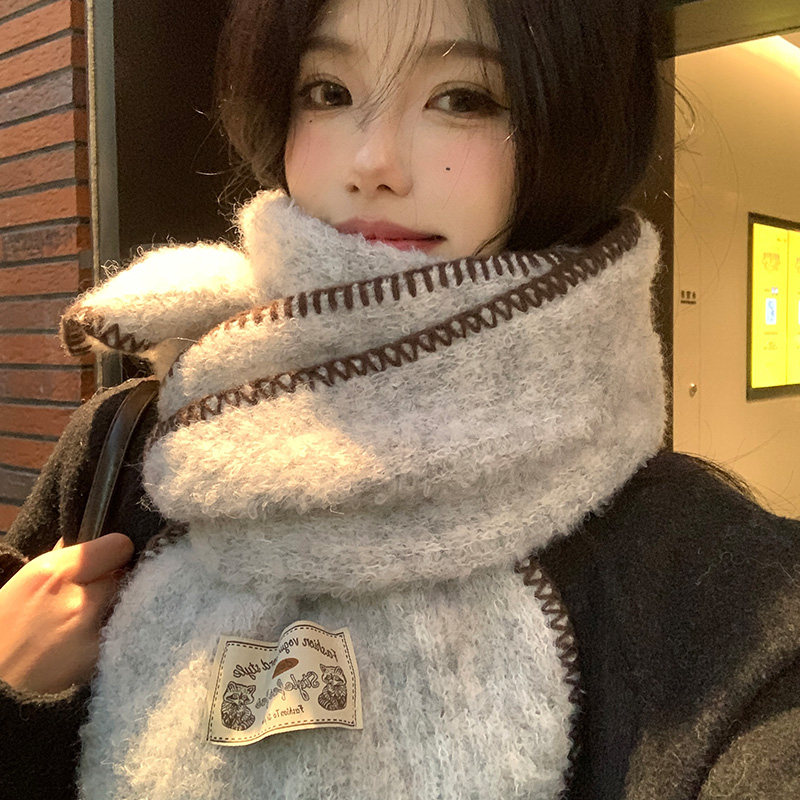 锁边软糯灰色针织围巾女2025年秋冬季韩系氛围感加厚保暖护颈围脖,服饰配件/皮带/帽子/围巾,围巾/丝巾/披肩,淘宝优惠券,粉丝福利购,淘宝优惠卷