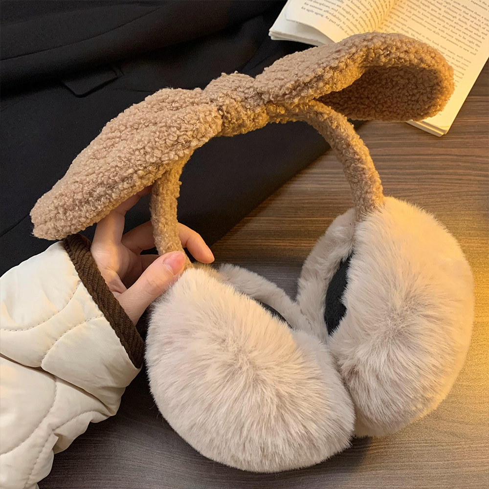 可折叠蝴蝶结毛绒耳暖