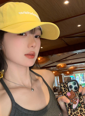 韩版黄色大帽檐鸭舌帽子女2025年春新款大头围百搭加大加深棒球帽