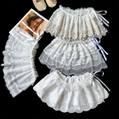 韩系花边白色蕾丝屁帘女叠穿高级感时尚 半身裙 遮屁股腰间配牛仔裤