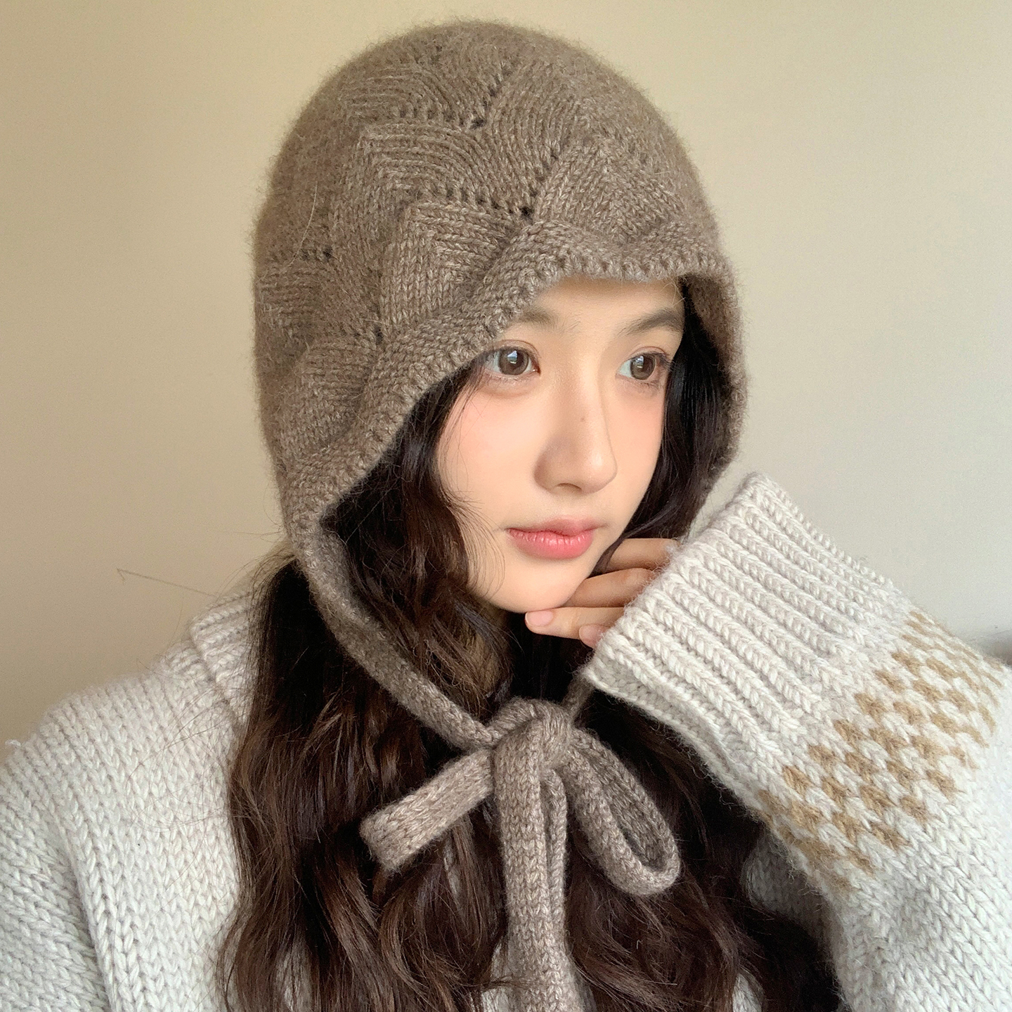 韩系简约针织毛线帽子女秋冬保暖