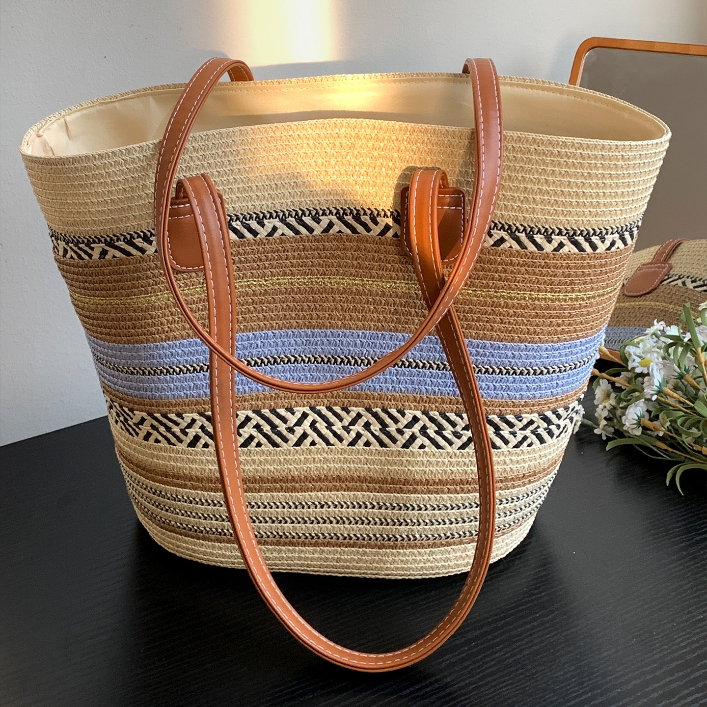 波西米亚民族风大容量编织包包女夏季通勤草包海边出游单肩托特包