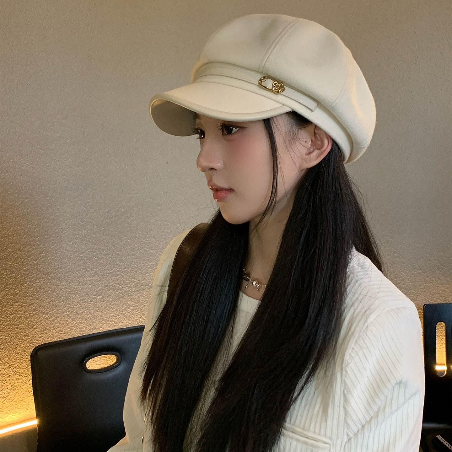 thumbnail for Japanese retro literary style, black duck tongue beret, women's casual and versatile temperament, small octagonal cloud hat