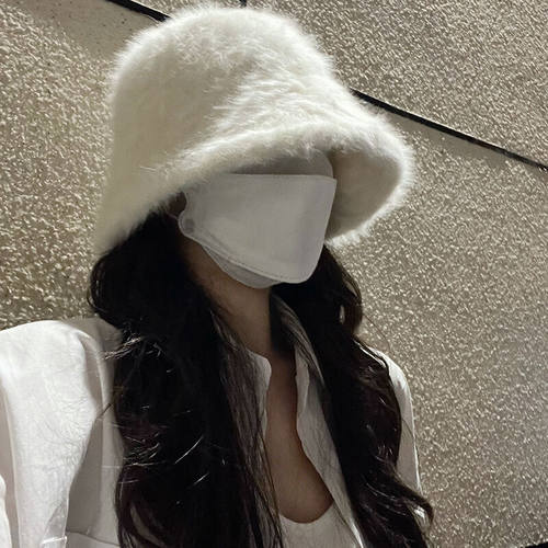 兔毛水桶渔夫帽女秋冬