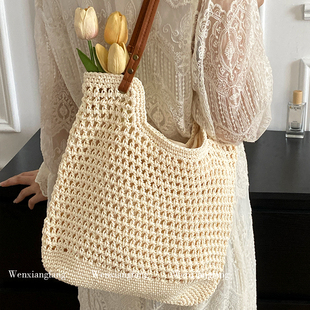 海边沙滩度假风编织包包女镂空大容量高级感慵懒风单肩手提托特包
