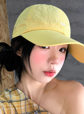 黄色速干字母刺绣棒球帽女款轻薄透气遮阳休闲百搭显脸小鸭舌帽子