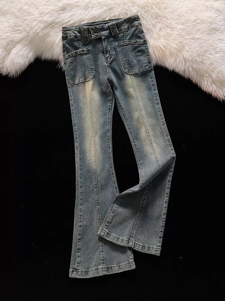 牛仔裤女2024夏季新款港味复古chic韩系设计感小众拖地阔腿裤，女装牛仔裤，非凡制衣厂