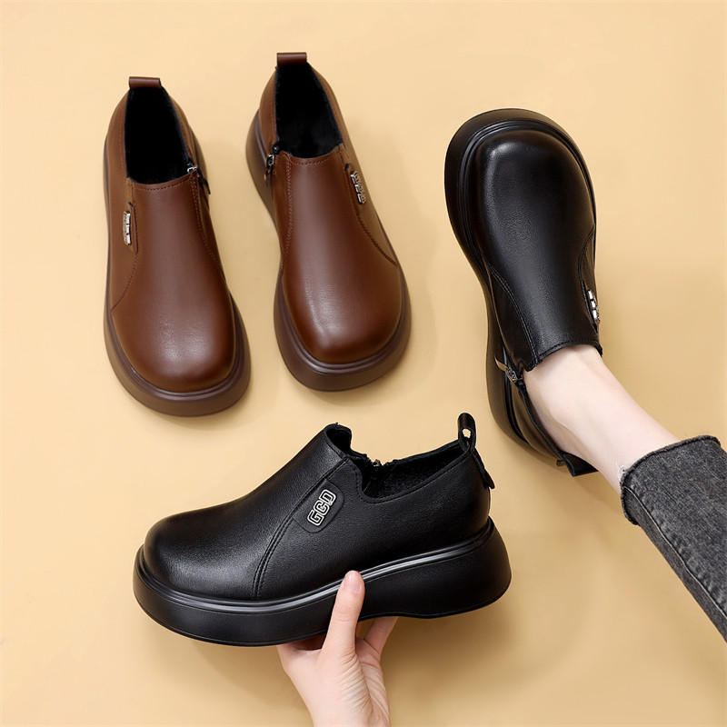 41大码软皮复古圆头松糕厚底防滑单鞋女春秋新款妈妈鞋34小码单鞋,女鞋,深口单鞋,淘宝优惠券,粉丝福利购,淘宝优惠卷