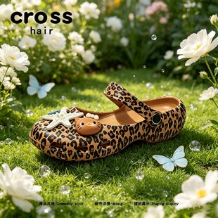 【拽姐炸场】crosshair夏季豹纹猫猫头洞洞鞋女不累脚芭蕾舞凉鞋