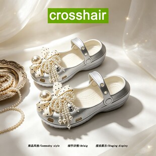 【名媛精致风】crosshair夏季绝美波点蝴蝶结洞洞鞋女芭蕾舞凉鞋