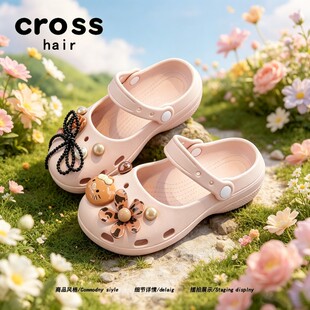 【美美惹人爱】crosshair夏季粉嫩少女芭蕾洞洞鞋玛丽珍增高凉鞋