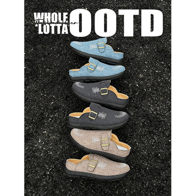 NewRockStarChoppa 春季复古勃肯包头鞋男Cleanfit穿搭懒人半拖鞋