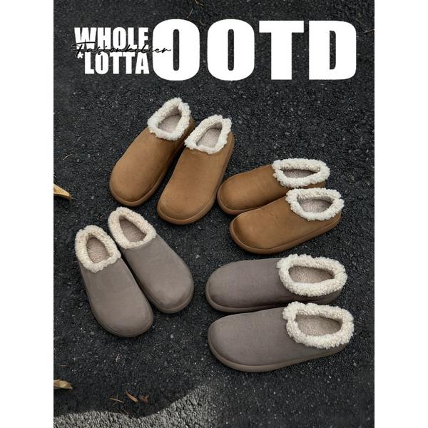 NewRockstarChoppa 情侣小土豆懒人勃肯鞋男冬季加绒保暖厚底棉鞋