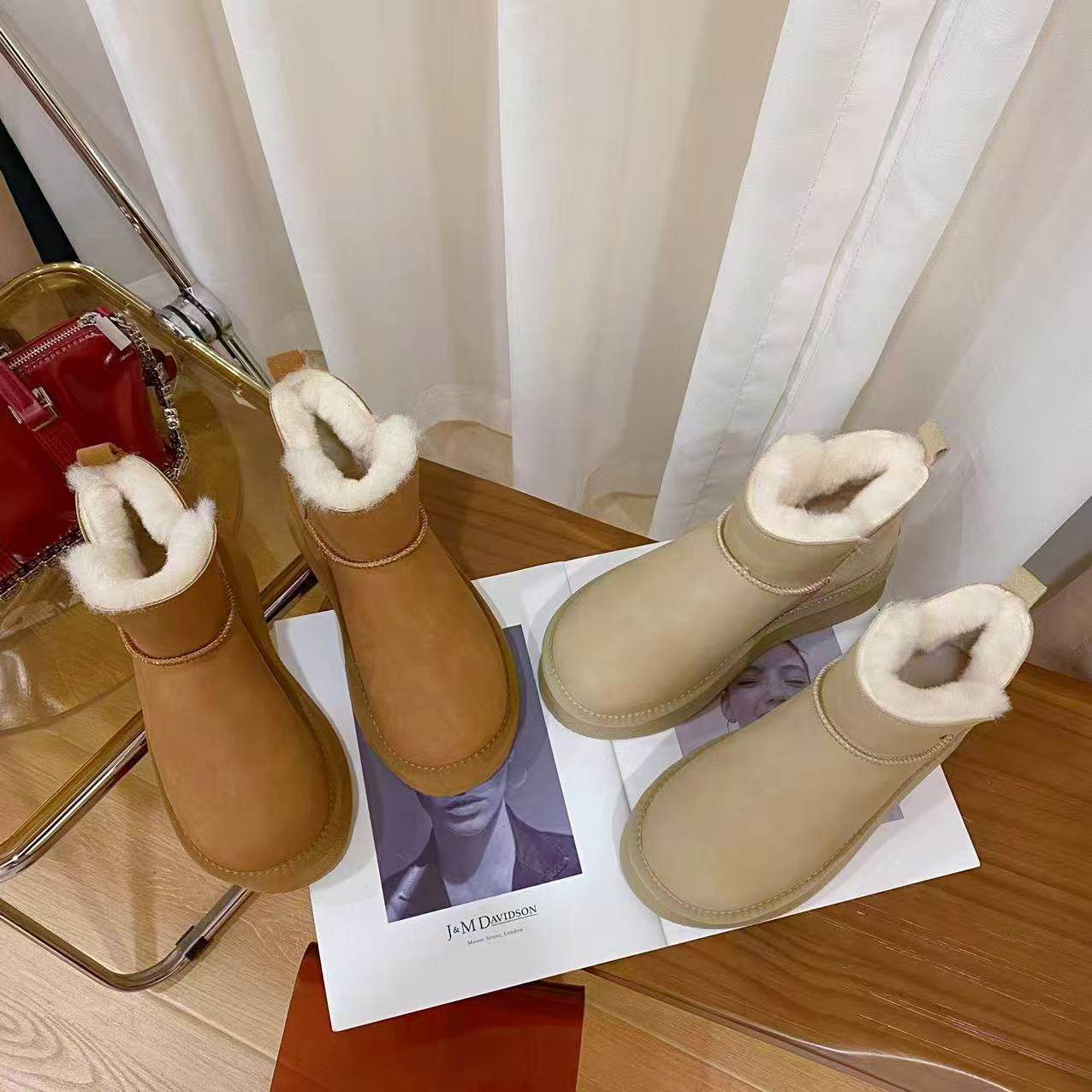 VK定制 韩版时尚真皮羊毛保暖雪地靴女3029,女鞋,时尚雪地靴,淘宝优惠券,粉丝福利购,淘宝优惠卷