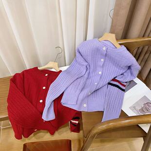 羊毛针织开衫 VK定制 条纹袖 热卖 韩版