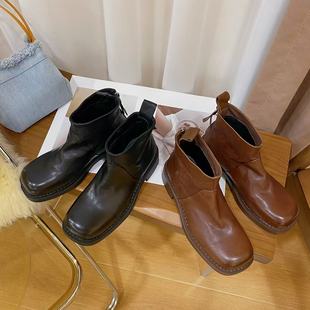 短靴女89213 1140 欧洲站高档头层牛皮粗跟时尚 VK定制