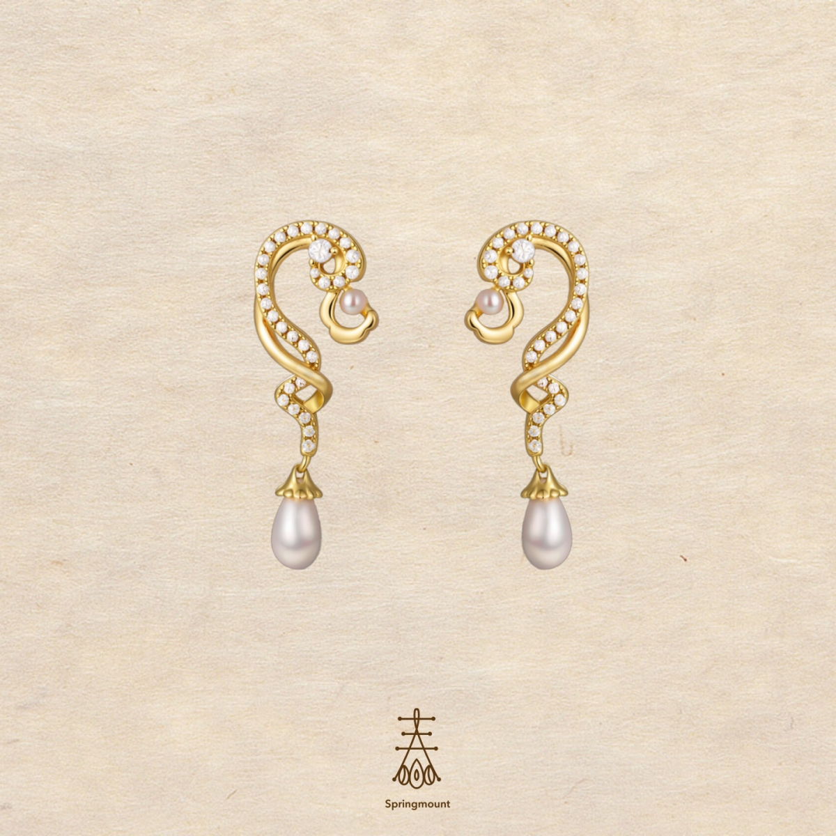 Springmount原创珍珠云朵耳钉