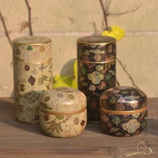 日本茶叶罐空罐日东牌铁皮盒子铁罐金属内盖马口铁罐子密封罐茶罐